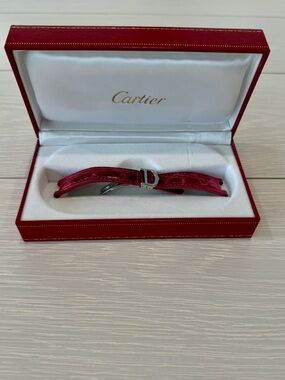Authentic Cartier Pink Alligator Watch Strap with Stainless Steel Buckle